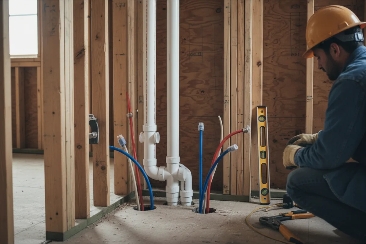 Drain and supply rough-in during Drain Cleaning in Jaffrey
